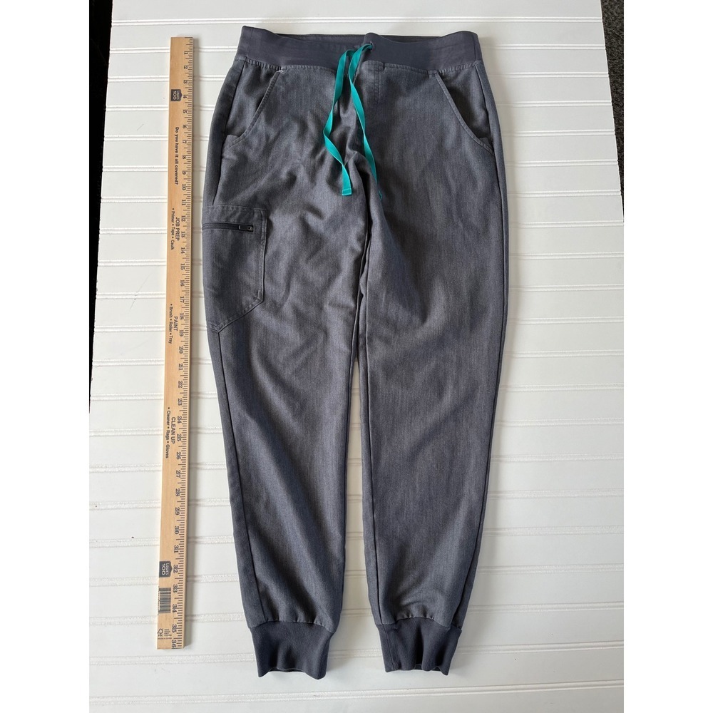 211- FIGS Zamora Jogger Scrub Pants Small Charcoal Gray Teal Drawstring W29005